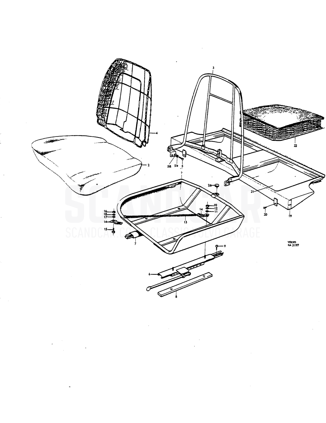 Front and reir seats Del. Parl - despiece, Carrocería, Volvo P1800 S