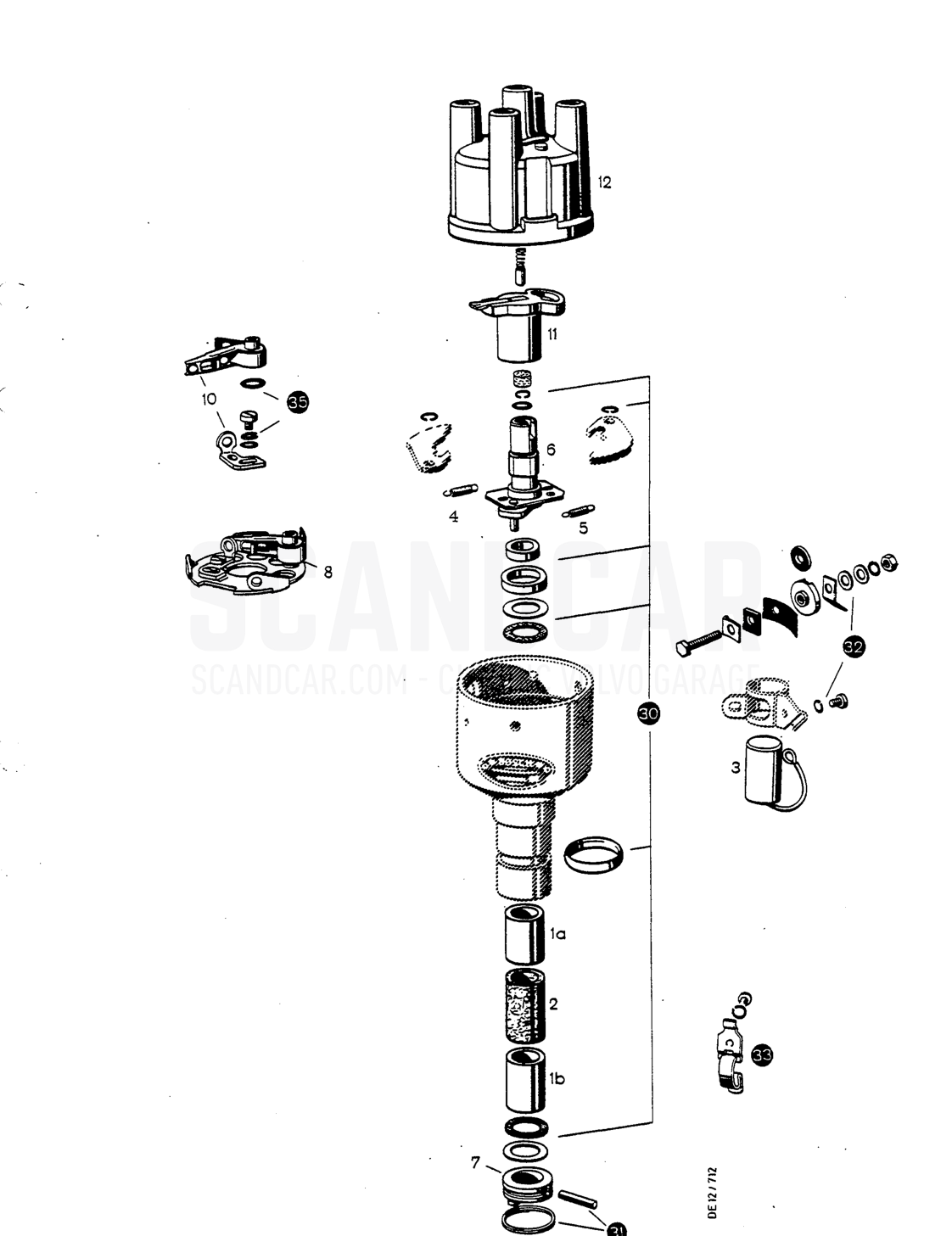 (BIS) Distributor sch - despiece, Equipo eléctrico, Volvo P1800 S