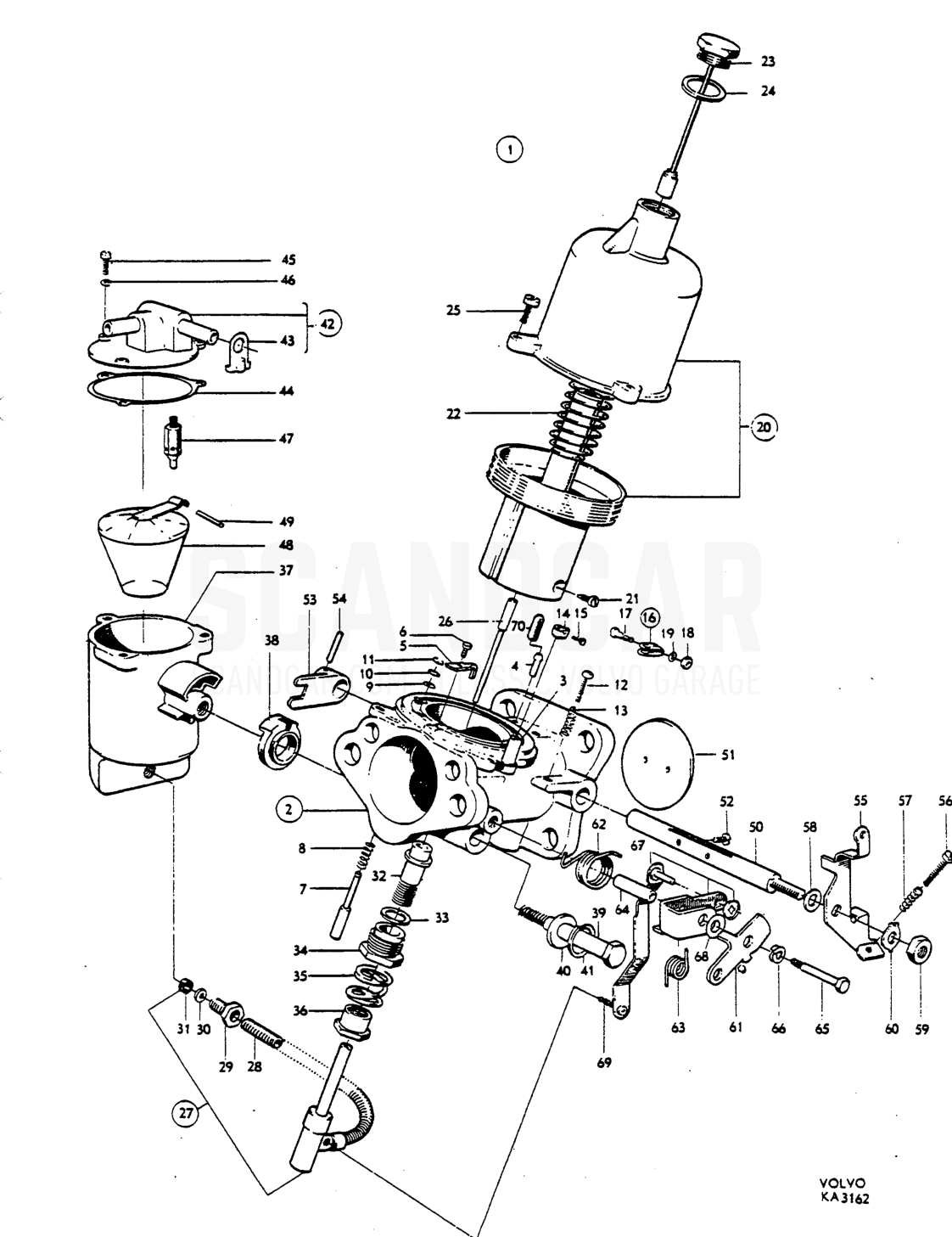 Fuel pump - despiece, Combustible y escape, Volvo P1800 S