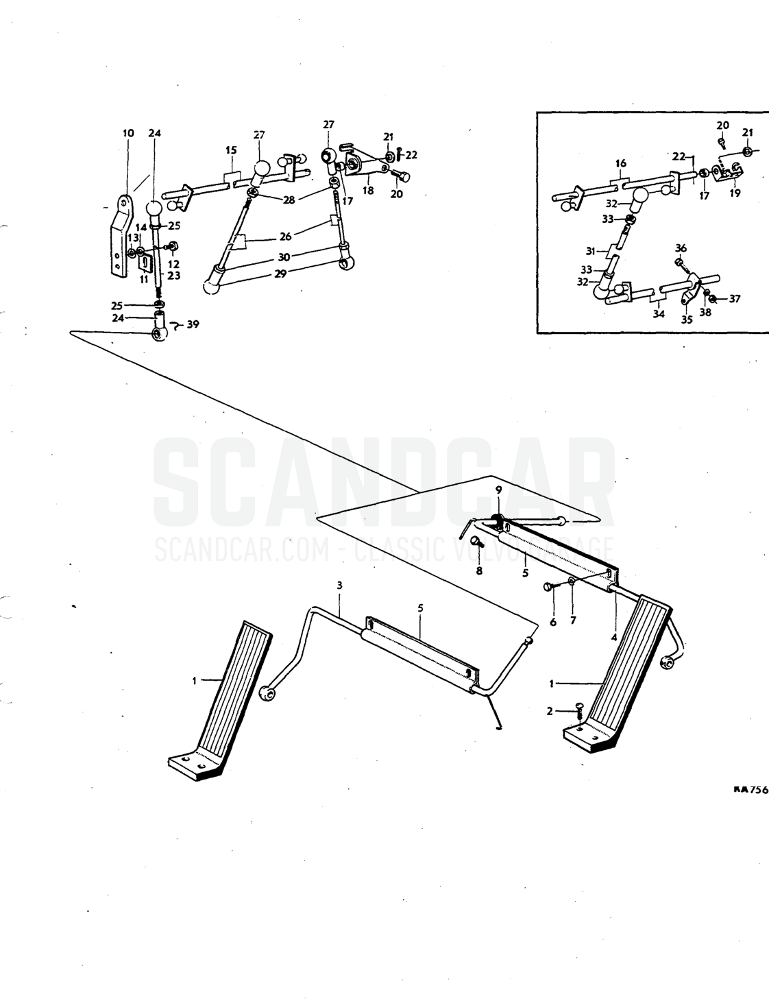 linkage Illustration Sats Kit - despiece, Varillaje de mando, Volvo P1800