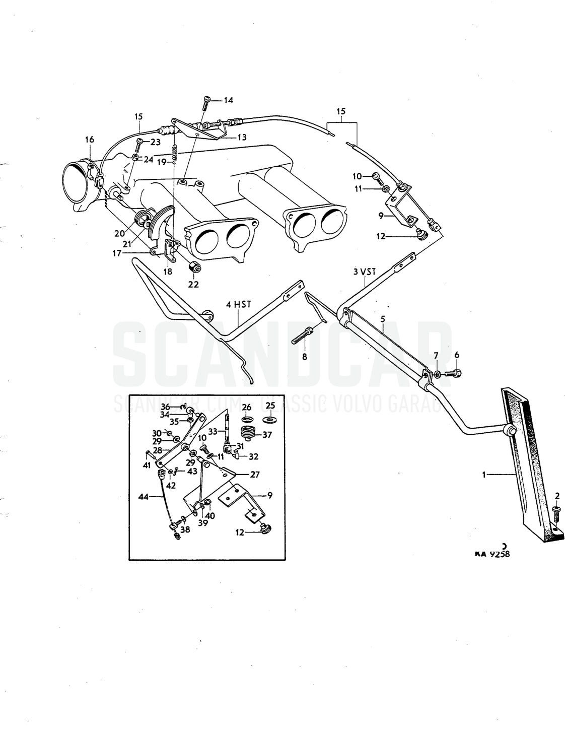 linkage Illustration Sats Kit - despiece, Varillaje de mando, Volvo P1800