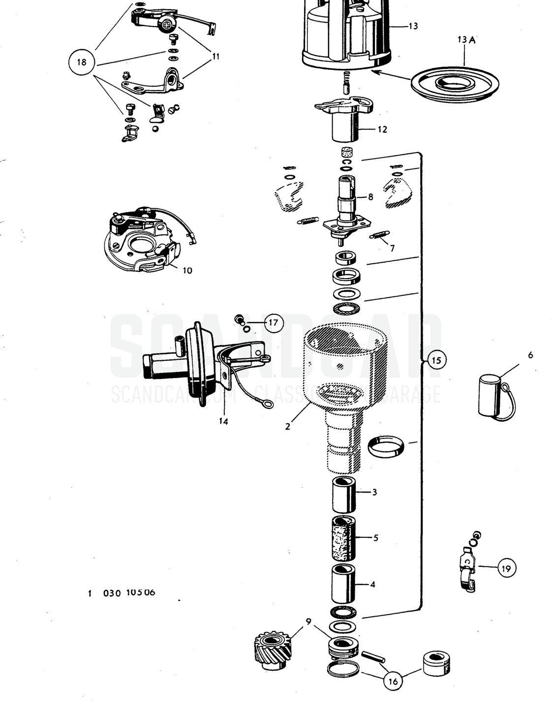 Distributor, Illustration Sats Kit - despiece, Equipo eléctrico, Volvo P1800