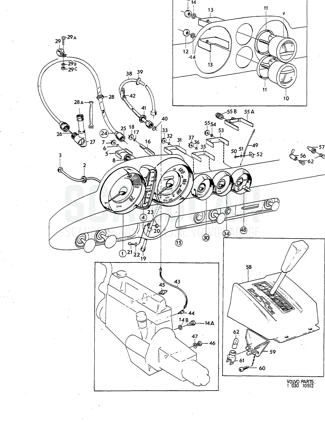 Instrumentation, Illustration Connecting And Control Unit Sats Kit - despiece, Equipo eléctrico, Volvo P1800