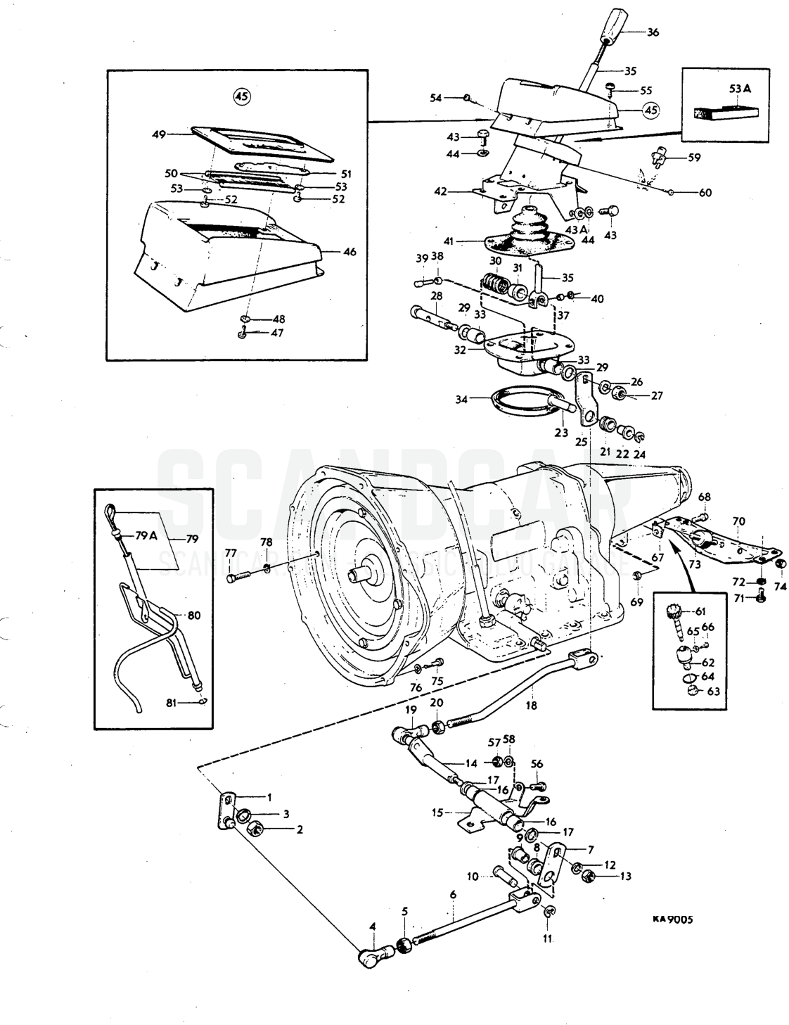 Illustration Mountings Lever housing and control Sats Kit - despiece, Motor, Volvo P1800