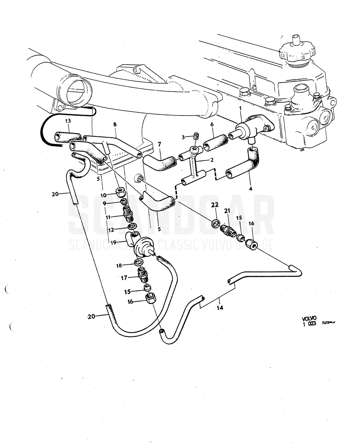 recirculation system Illustration MRA Sats Kit - despiece, Combustible y escape, Volvo P1800