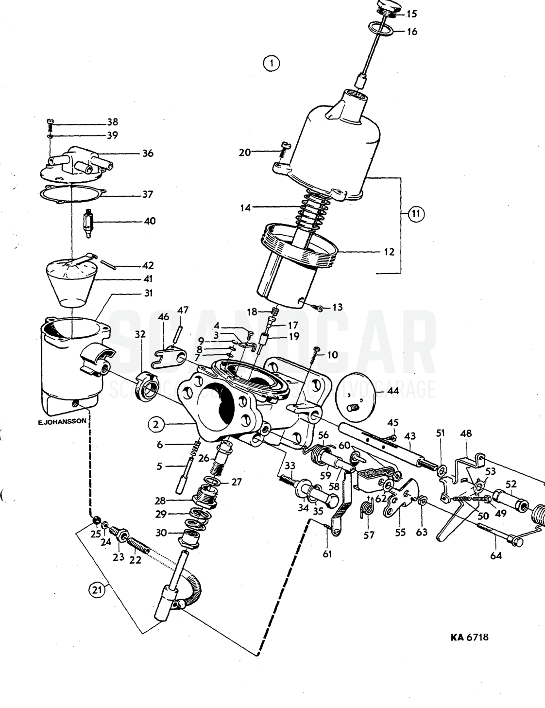 Illustration Sats Kit - despiece, Combustible y escape, Volvo P1800