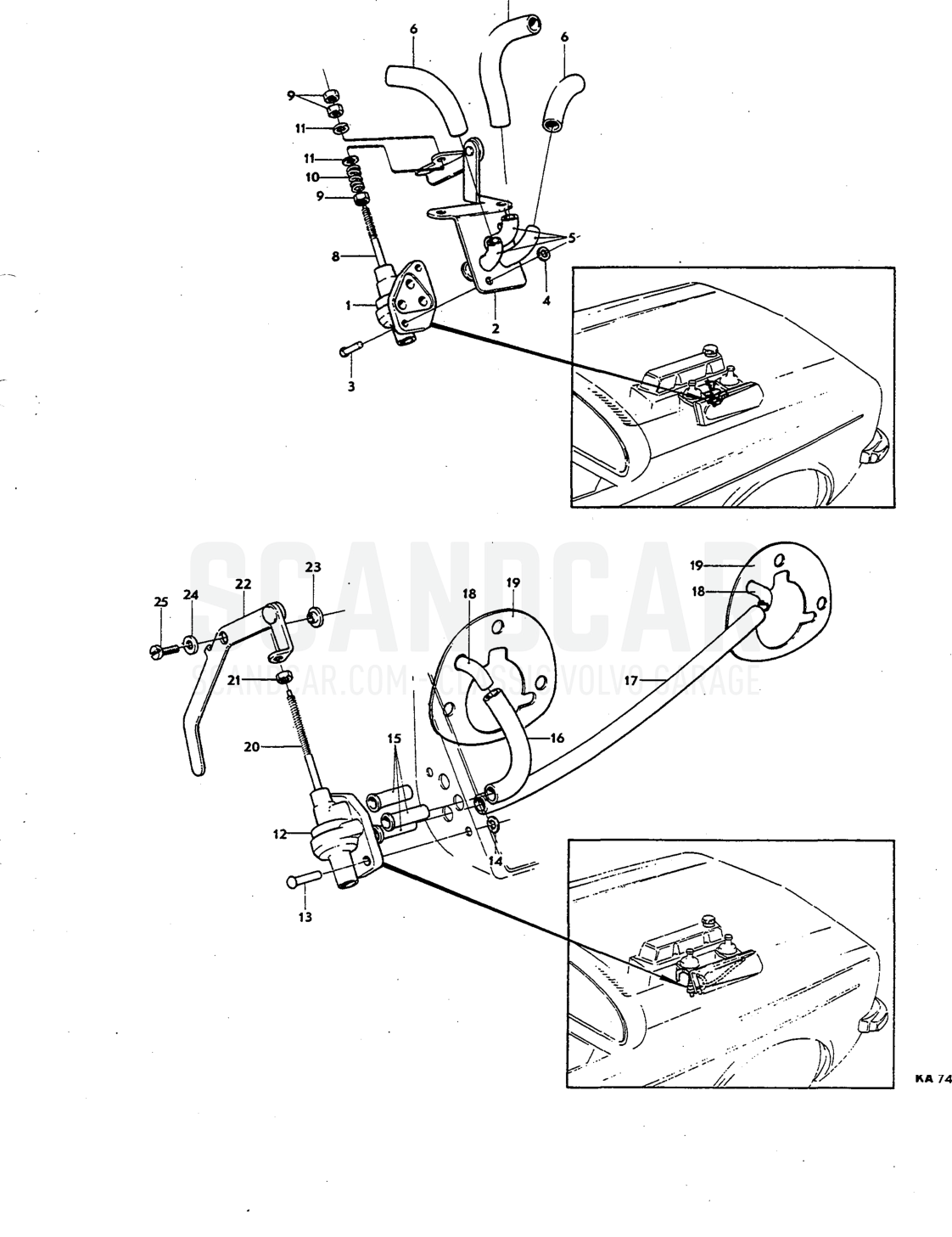 unit Illustration carburetter engine Sats Kit - despiece, Combustible y escape, Volvo P1800