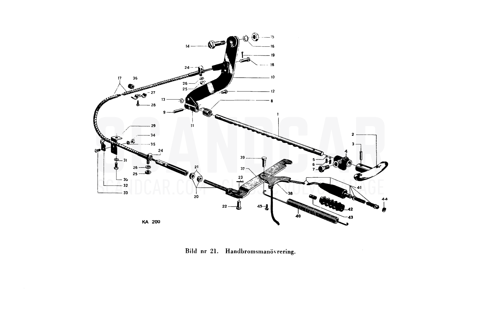 Handbroms - despiece, Frenos, Volvo PV444 B-K
