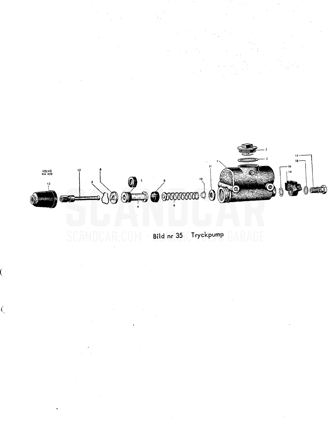 Tryckpump - despiece, Frenos, Volvo PV544 / P210 B16