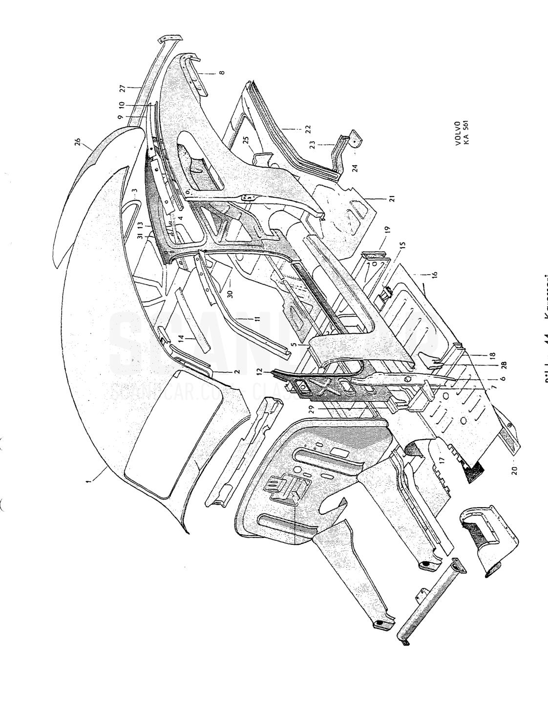 Golv - despiece, Carrocería, Volvo PV544 / P210 B16