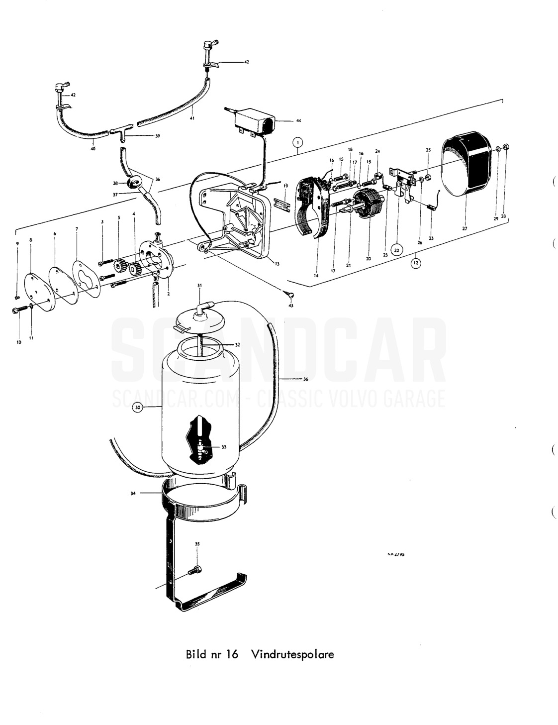 Vindrutespolare - despiece, Equipo eléctrico, Volvo PV544 / P210 B16