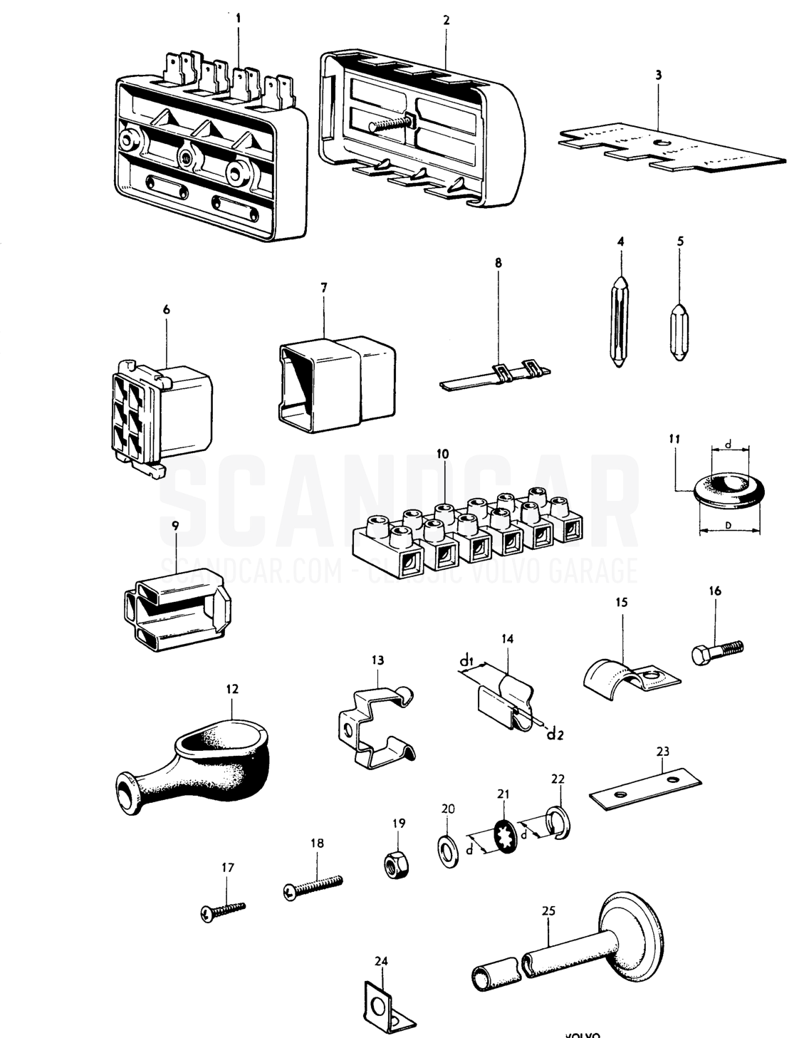 Reservdel skata log connecti componen - despiece, Equipo eléctrico, Volvo PV544 / P210 B18