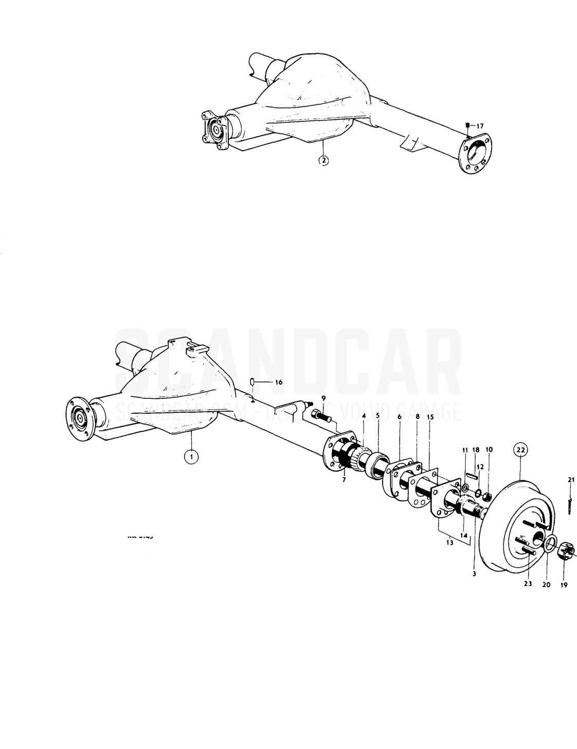 Reservdel skata log Rear axle Paris - despiece, Transmisión - Eje trasero, Volvo PV544 / P210 B18