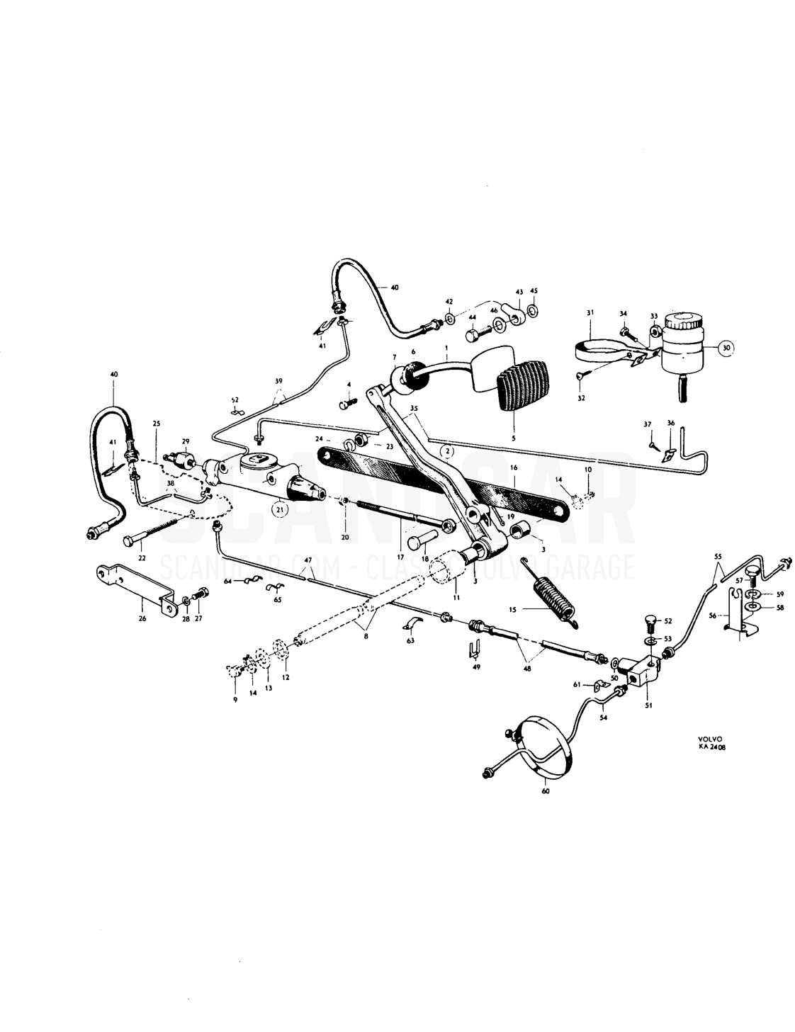 Foot brake contro nkage, hydraulic brake lines Paris ---lo. - despiece, Frenos, Volvo PV544 / P210 B18
