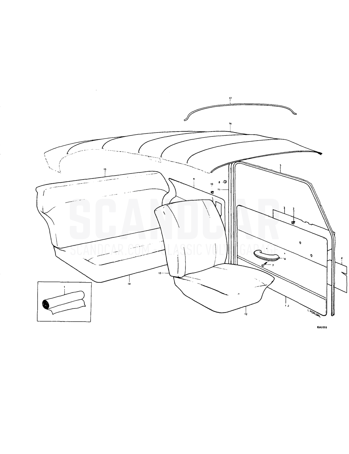 Upholstery Combinations Nole - despiece, Carrocería, Volvo PV544 / P210 B18