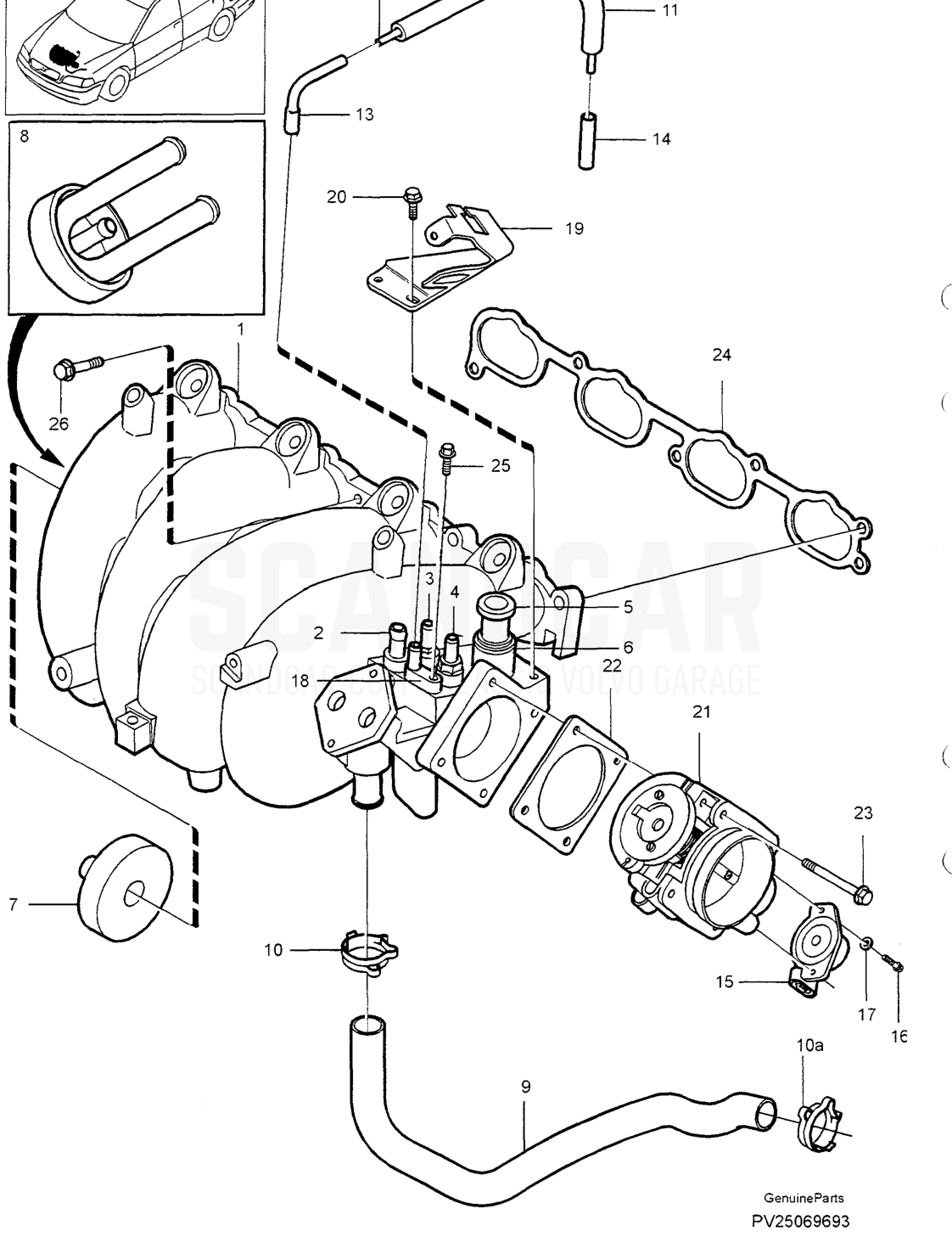 CRANKCASE VENTILATION - despiece, Otras piezas, Volvo serie S40/V40 desde 1996