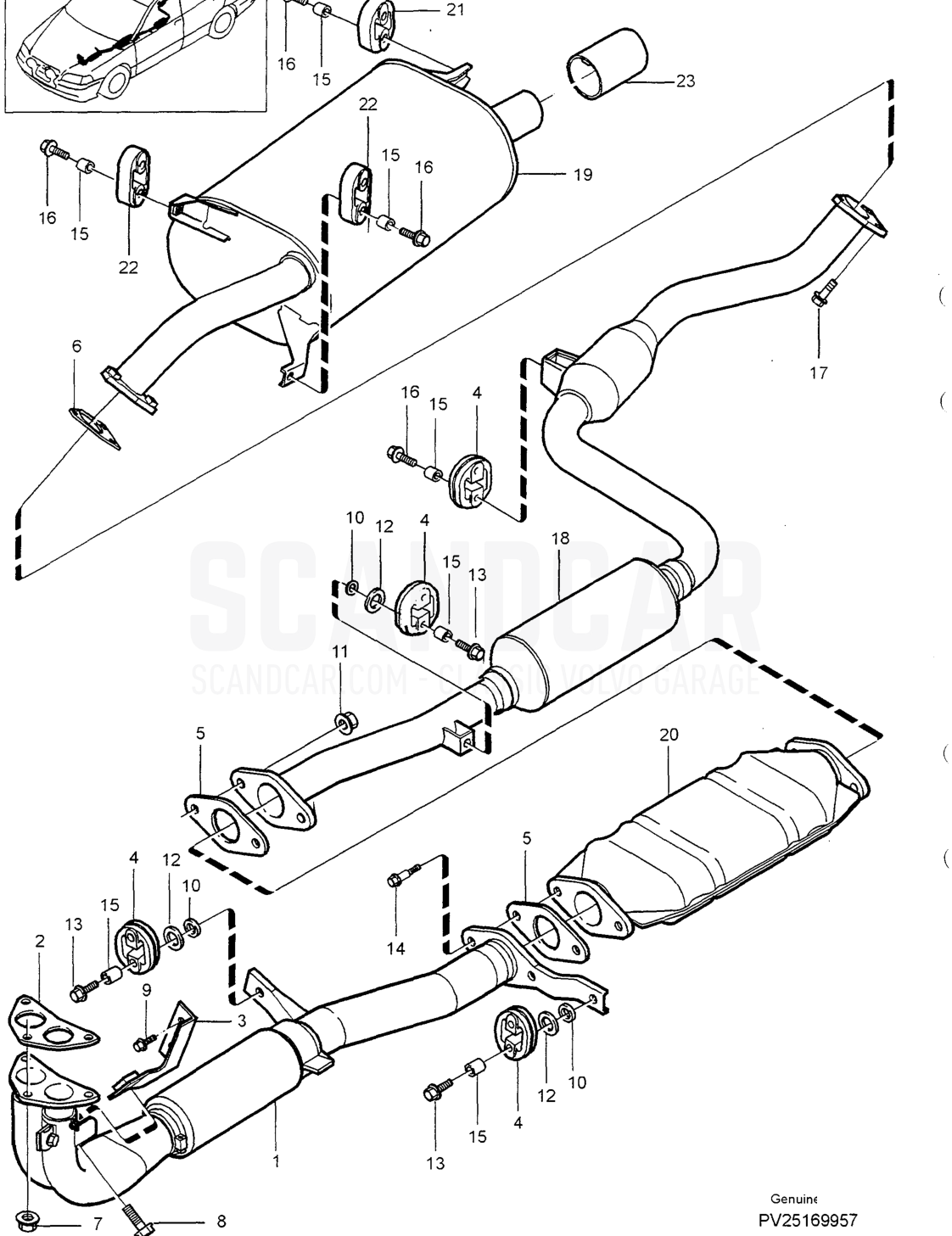 EXHAUST SYSTEM - despiece, Otras piezas, Volvo serie S40/V40 desde 1996