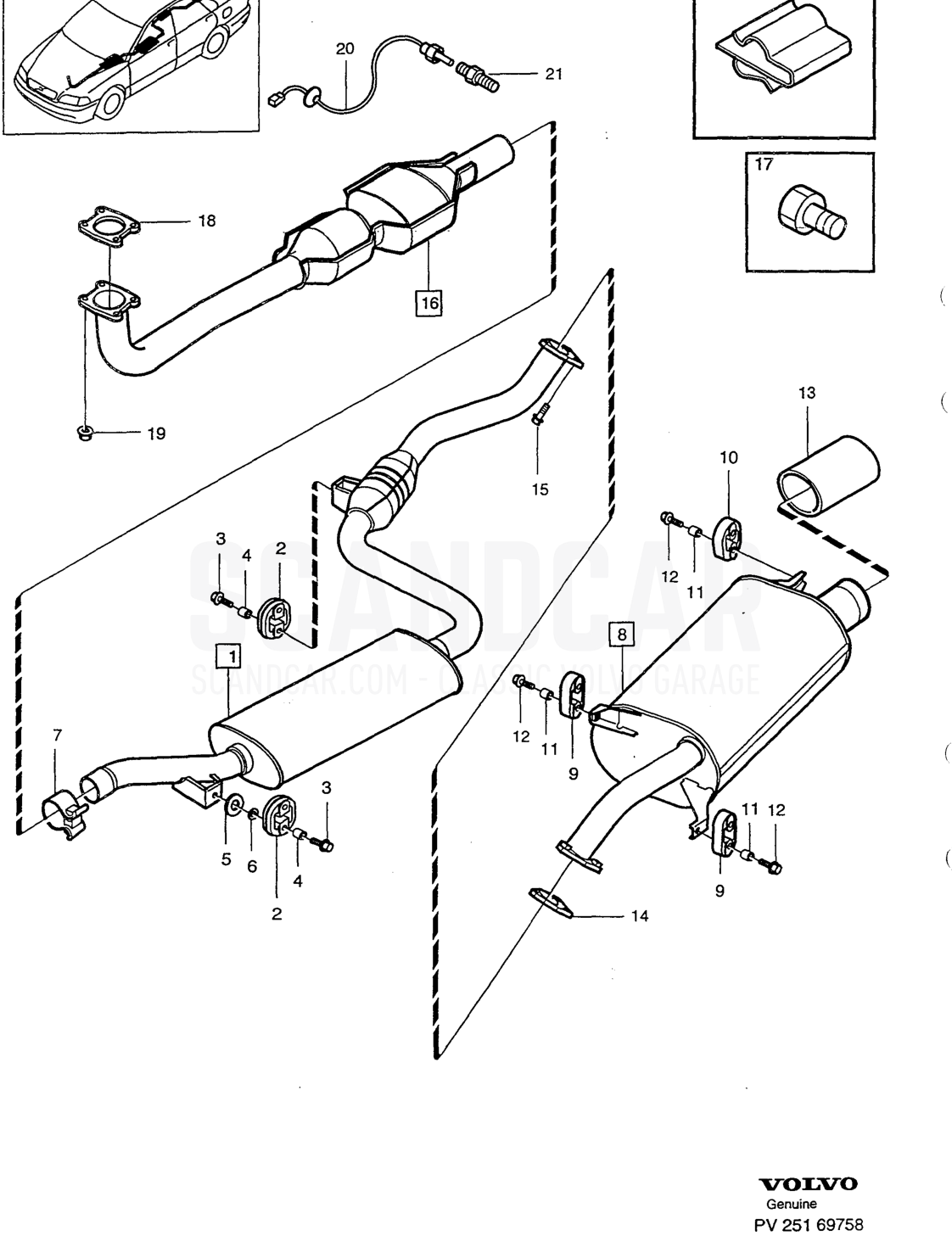 EXHAUST SYSTEM - despiece, Otras piezas, Volvo serie S40/V40 desde 1996