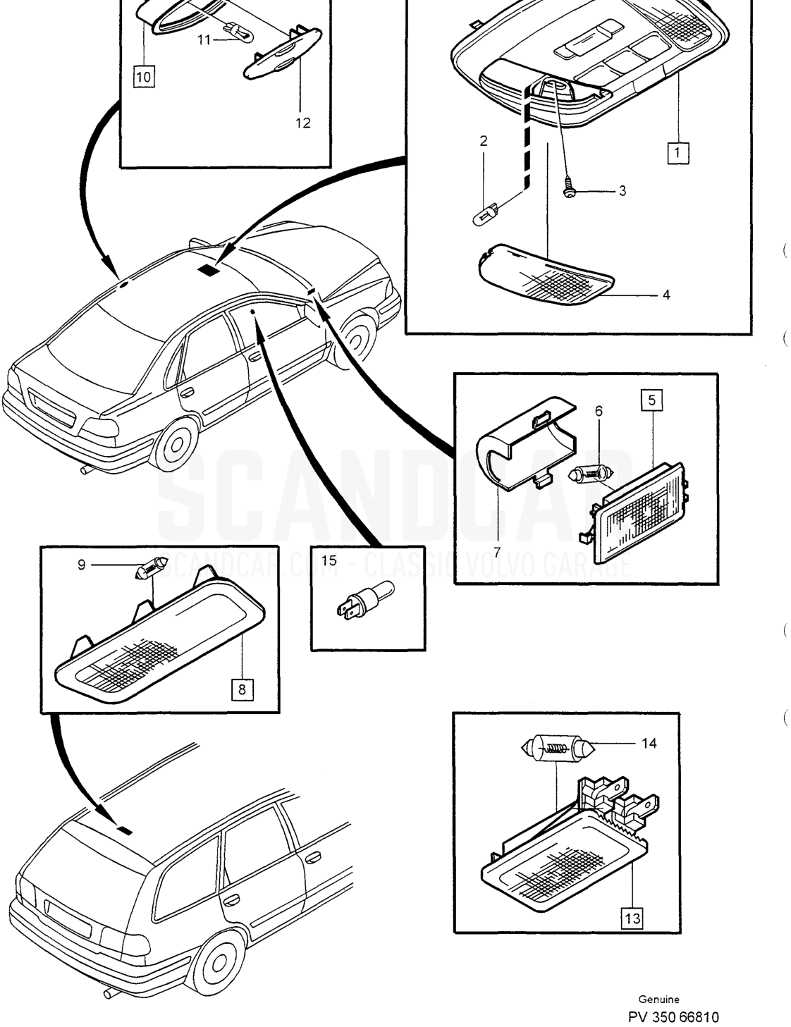REAR LIGHTING - despiece, Equipo eléctrico, Volvo serie S40/V40 desde 1996