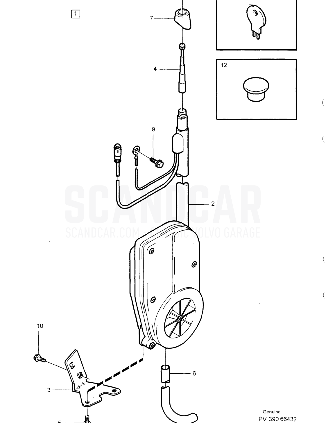 ANTENNA MANUAL - despiece, Equipo eléctrico, Volvo serie S40/V40 desde 1996