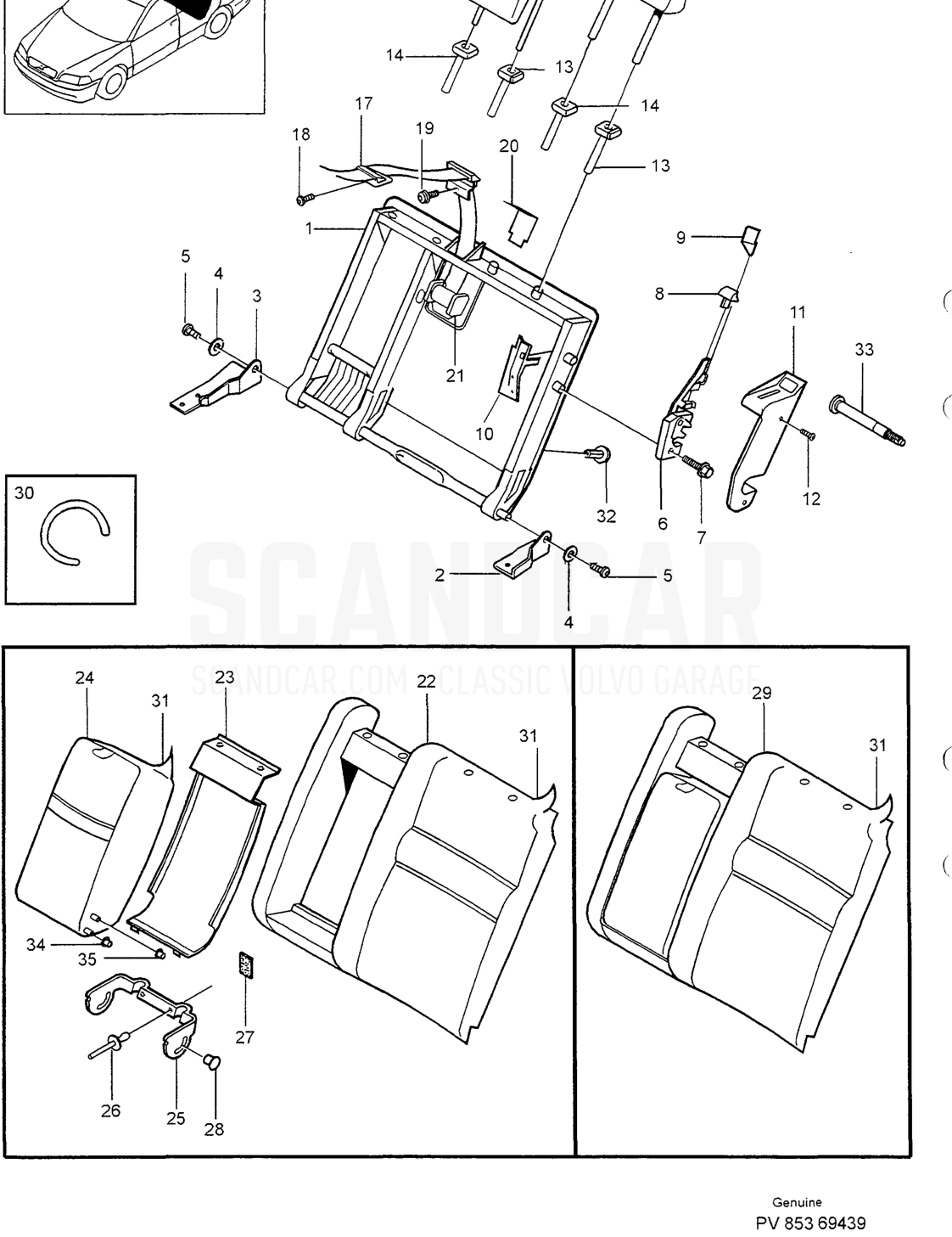 BACKREST REAR SEAT LEFT - despiece, Carrocería, Volvo serie S40/V40 desde 1996